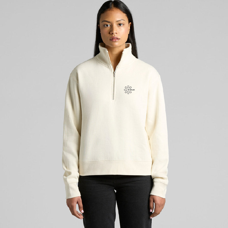 Wo's Stencil Half Zip Crew Ecru
