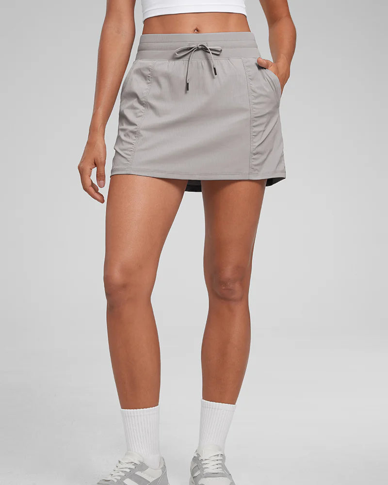 Lightweight High Rise Skirts Drawstring Skirt Dark Chrome